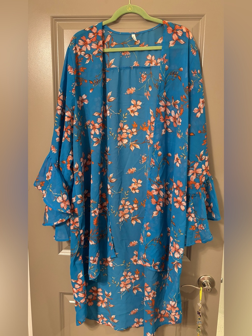 Live 4 Truth Teal Blue Floral Tunic with Pink & Orange Blossoms